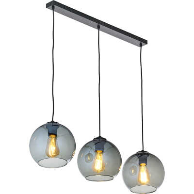 TK Cubus taklampa, w. 3 skärmar - grafitglas och svart metall
