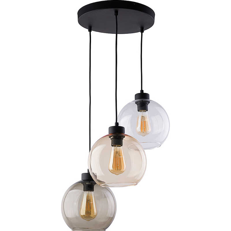 TK Cubus taklampa, w. 3 skärmar - transparent glas och svart metall TK Cubus taklampa, w. 3 skärmar - transparent glas och svart metall