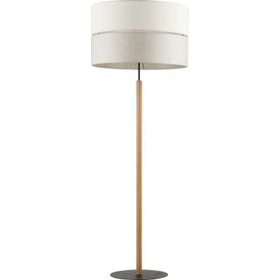 TK Eco golvlampa, rund - naturtyg, furu och svart metall