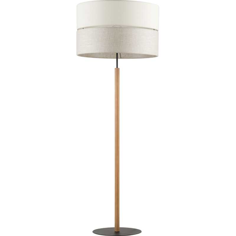 TK Eco golvlampa, rund - naturtyg, furu och svart metall