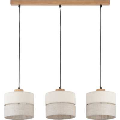 TK Eco taklampa, med 3 skärmar - naturtyg och naturlig furu