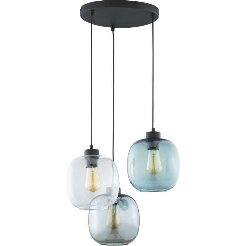 TK Elio taklampa, w. 3 skärmar - flerfärgat glas och svart metall TK Elio taklampa, w. 3 skärmar - flerfärgat glas och svart metall