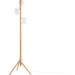TK Ester golvlampa, w. 3 skärmar - vitt glas och naturlig furu