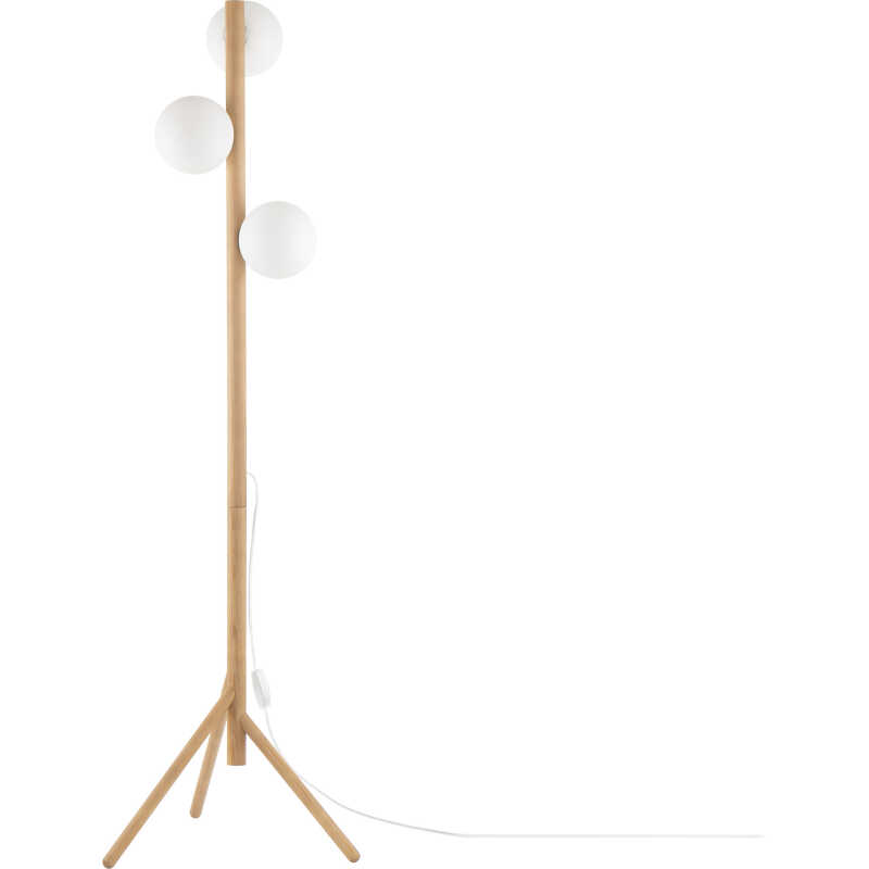 TK Ester golvlampa, w. 3 skärmar - vitt glas och naturlig furu