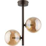 TK Ester taklampa, w. 2 skärmar - bronsglas och brun metall