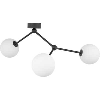TK Fairy taklampa, w. 3 skärmar - glas och svart metall