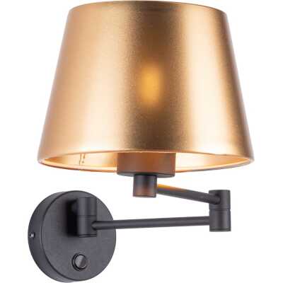 TK Glory vägglampa - guldtyg och svart metall