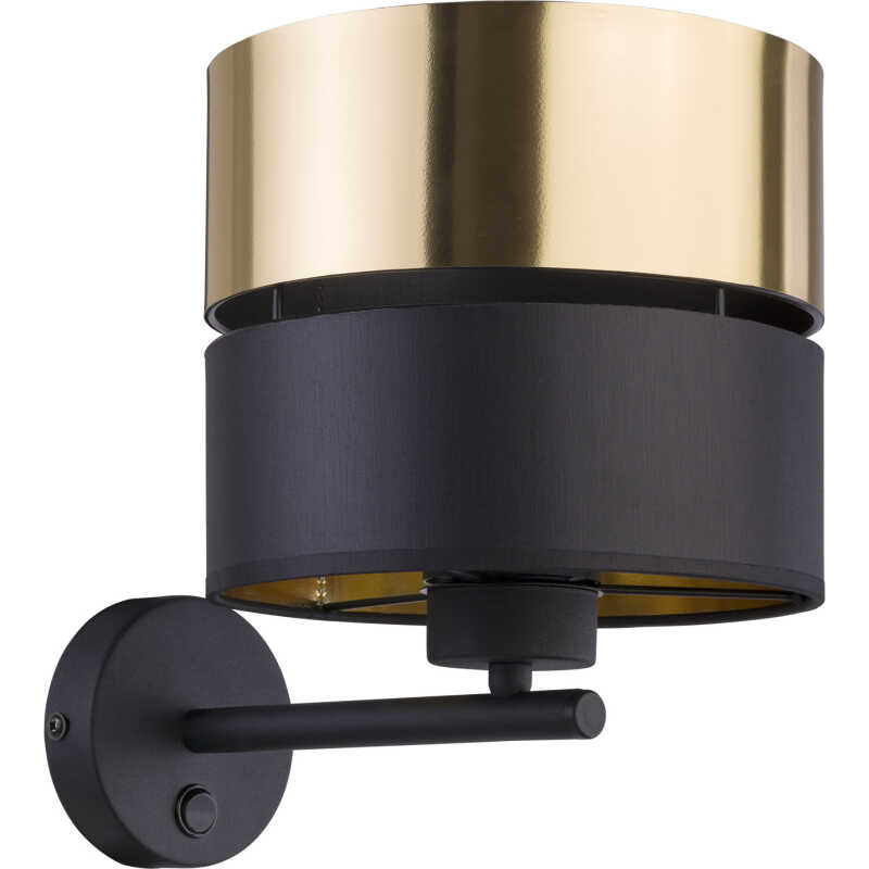 TK Hilton vägglampa - guldmetall och svart tyg