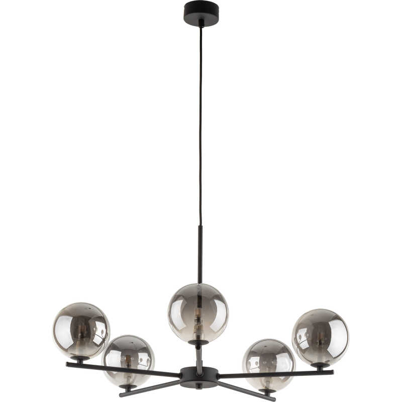 TK Lara taklampa, w. 5 skärmar - glas och svart metall TK Lara taklampa, w. 5 skärmar - glas och svart metall
