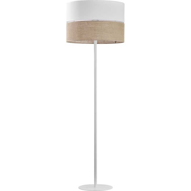 TK Linobianco golvlampa - brun jute, vitt tyg och vit metall TK Linobianco golvlampa - brun jute, vitt tyg och vit metall