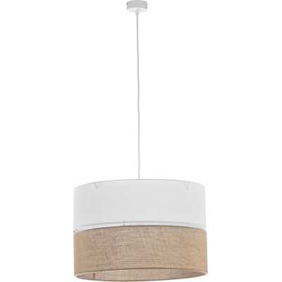 TK Linobianco taklampa 500 - brun jute, vitt tyg och vit metall