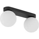 TK Mini taklampa, w. 2 skärmar - vitt glas och svart metall