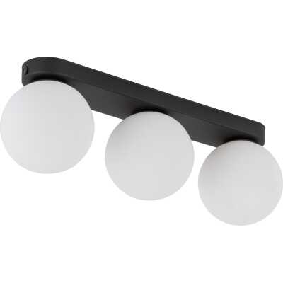 TK Mini taklampa, w. 3 skärmar - vitt glas och svart metall