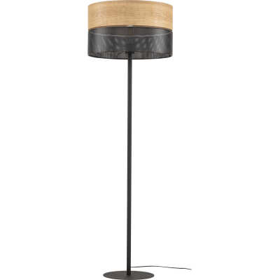 TK Nicol golvlampa - naturfaner och svart PVC-folie/metall