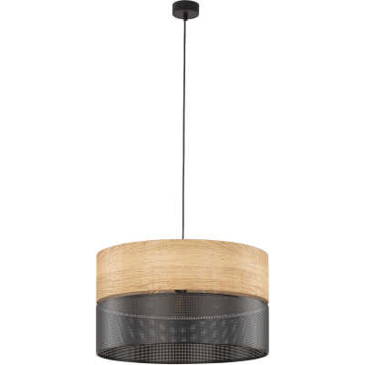 TK Nicol taklampa - naturfaner och svart PVC-folie/metall