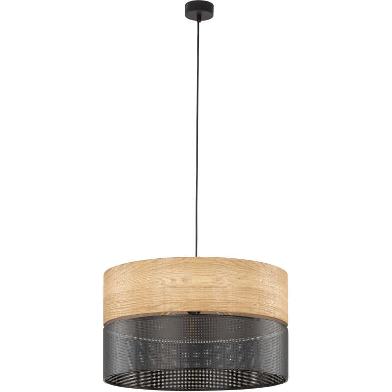 TK Nicol taklampa - naturfaner och svart PVC-folie/metall