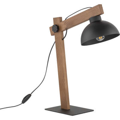 TK Oslo bordslampa - svart metall och valnötsfärgat trä