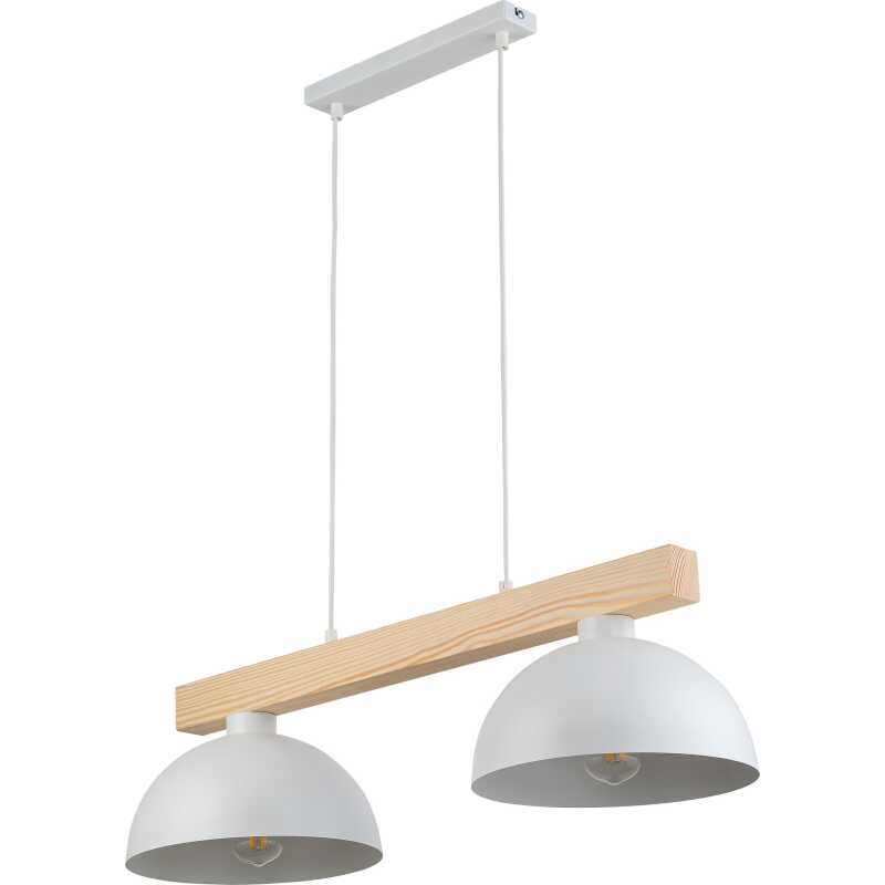 TK Oslo taklampa, w. 2 skärmar - vit metall och trä TK Oslo taklampa, w. 2 skärmar - vit metall och trä