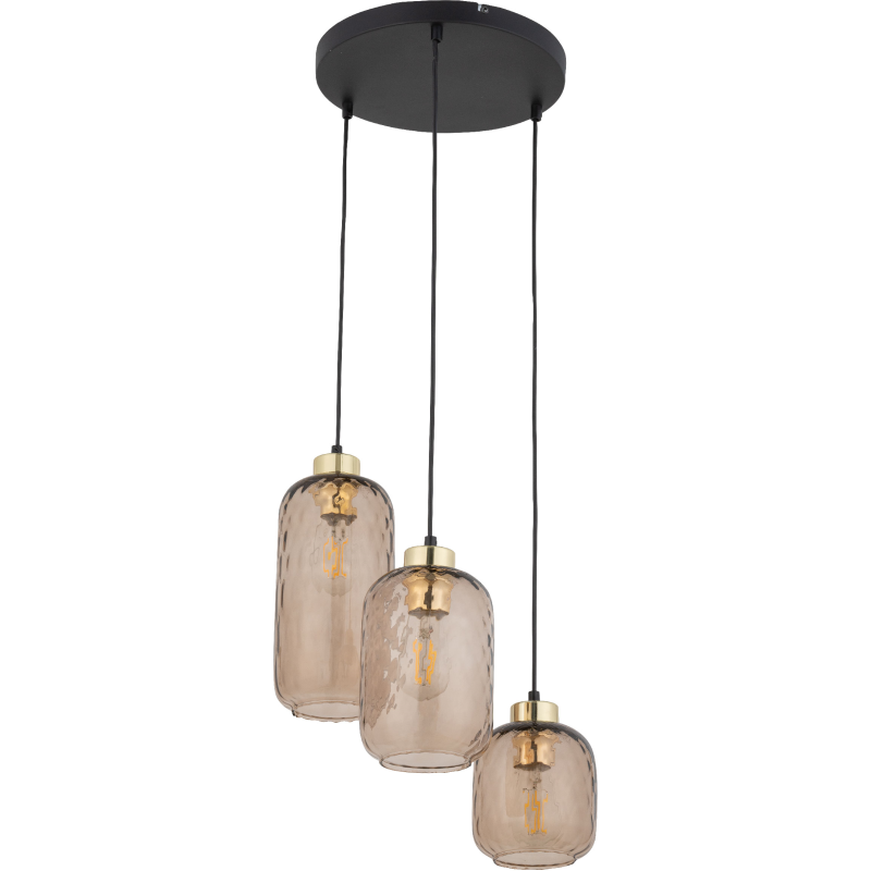 TK Pescara taklampa, w. 3 skärmar - glas och svart metall TK Pescara taklampa, w. 3 skärmar - glas och svart metall