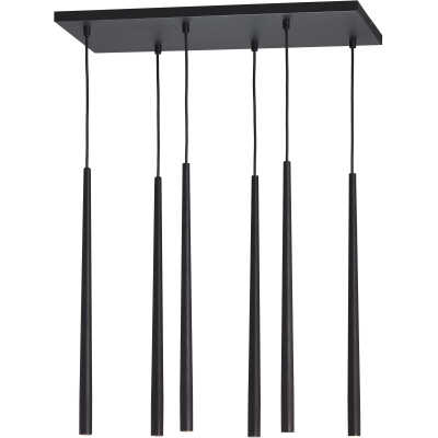 TK Piano taklampa, w. 6 skärmar - svart metall