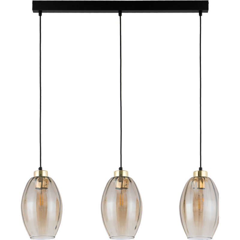 TK Sebo taklampa, w. 3 skärmar - glas och svart metall TK Sebo taklampa, w. 3 skärmar - glas och svart metall
