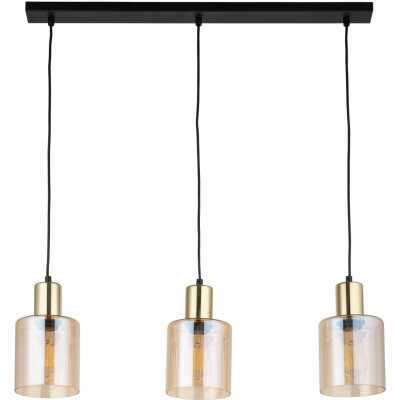 TK Sierra taklampa, w. 3 skärmar - bärnstensfärgat glas och guldmetall