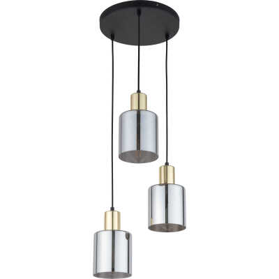 TK Sierra taklampa, w. 3 skärmar - glas och guldmetall