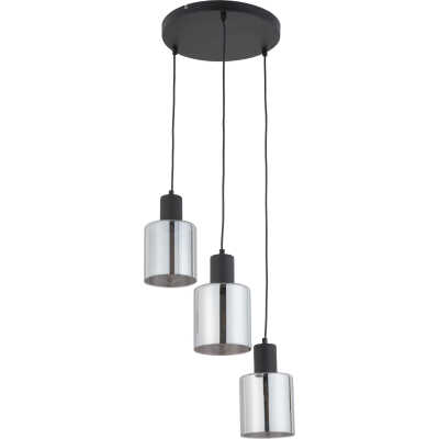 TK Sierra taklampa, w. 3 skärmar - glas och svart metall