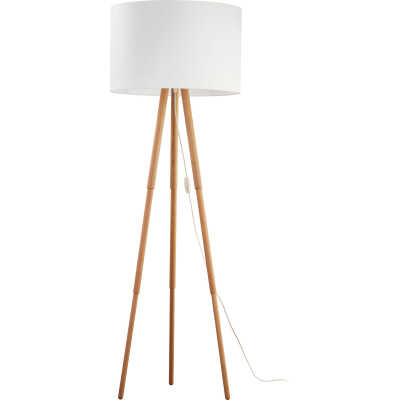 TK Tokyo golvlampa - vitt tyg och naturlig furu