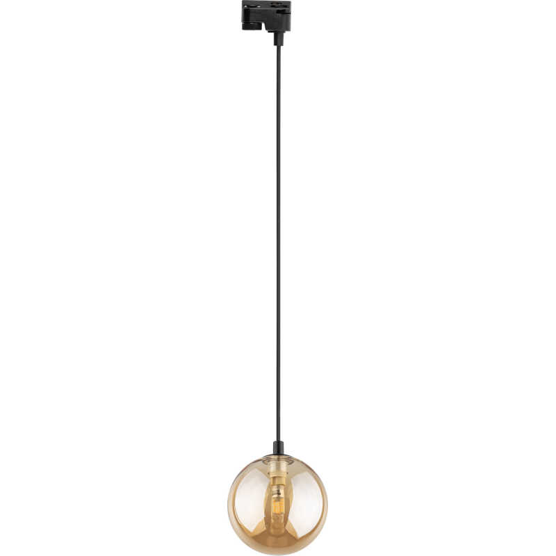 TK Tracer taklampa - bärnstensfärgat glas och svart metall