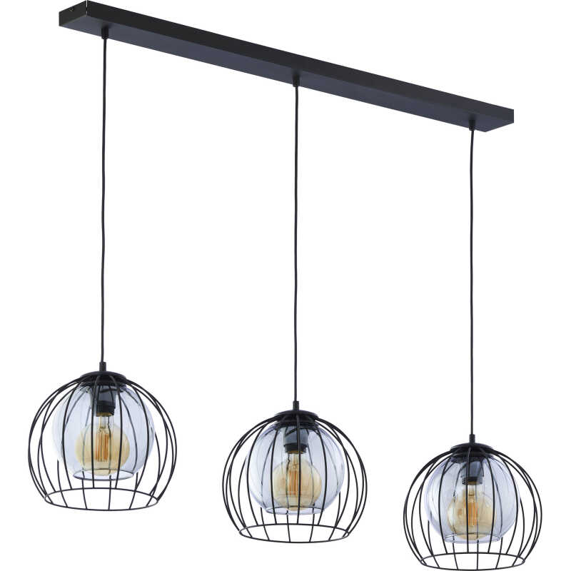 TK Universo taklampa, w. 3 skärmar - grafitglas och svart metall TK Universo taklampa, w. 3 skärmar - grafitglas och svart metall