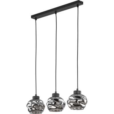 TK Zulia taklampa, w. 3 skärmar - glas och svart metall