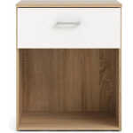 TVILUM Space sängbord, med 1 fack och 1 låda - vit/ekfärgad folie och plast