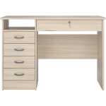 TWILUM Function Plus skrivbord, w. 1 fack och 5 lådor - Jasmund naturlig MDF