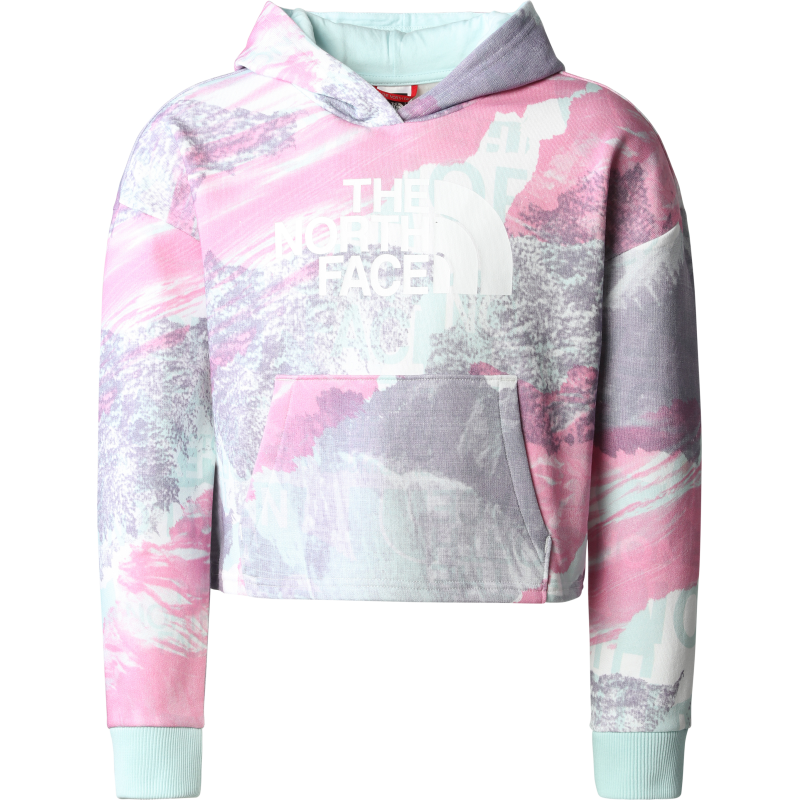 The North Face Girls' Drew Peak Light Hoodie Super Pink Girls Print The North Face Girls' Drew Peak Light Hoodie Super Pink Girls Print