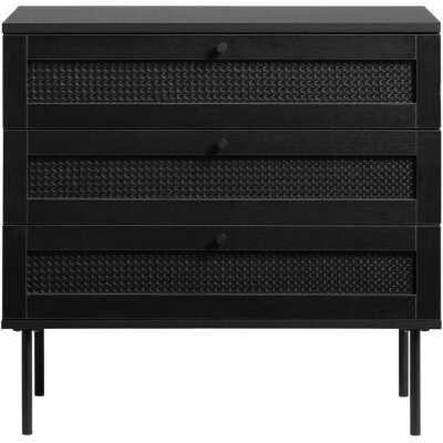UNIKA MÖBLER Pensacola byrå, w. 3 lådor - svart polyrattan och svart melamin
