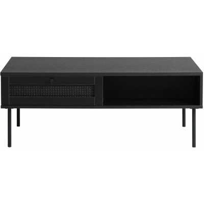 UNIKA MÖBLER Pensacola soffbord, m. 1 fack och 1 låda - svart polyrotting och melamin