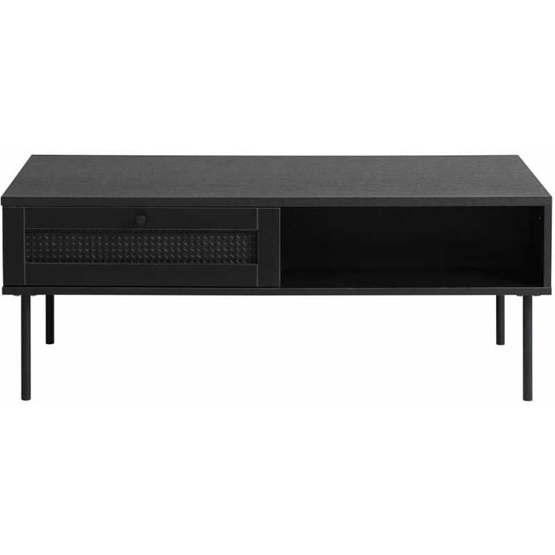 UNIKA MÖBLER Pensacola soffbord, m. 1 fack och 1 låda - svart polyrotting och melamin
