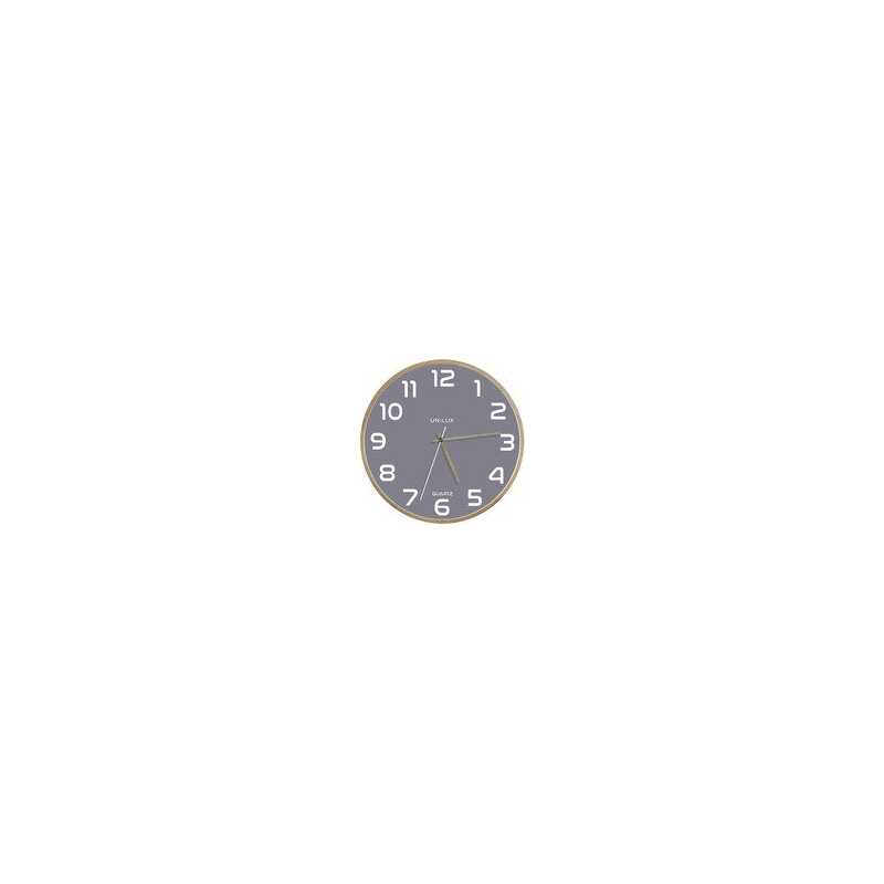 Unilux 400165097, Vägg, Quarts-klocka, Rund, Grå, Trä, Trä, Glas
