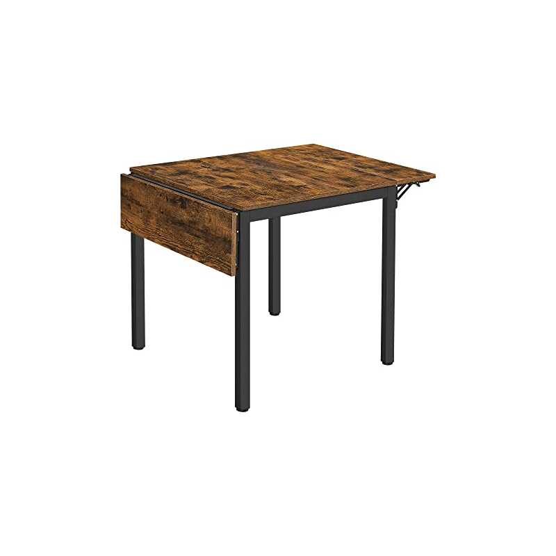 VASAGLE KDT077B01 Hopfällbart matbord för 2-4 personer för små utrymmen Vintage brun/svart