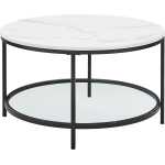 VASAGLE LCT071B13 Soffbord, vardagsrumsbord, soffbord, med glasskiva, stort förvaringsutrymme, enkel montering, modern stil