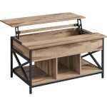 VASAGLE Soffbord, höjdjusterbart vardagsrumsbord, soffbord, öppen och dold förvaring, X-stöd, 60 x 100 x