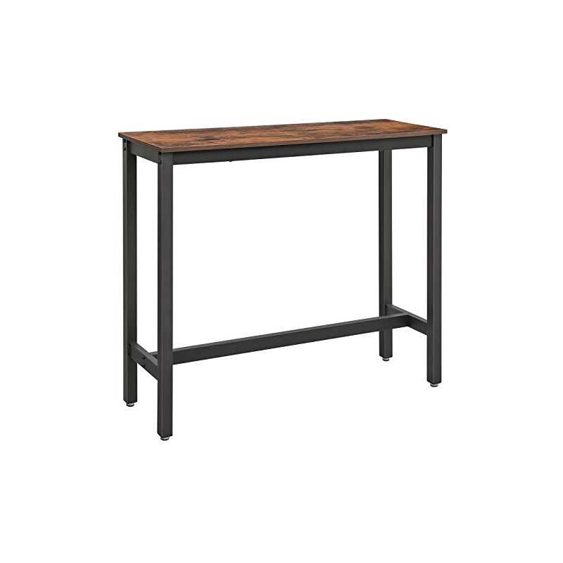 VASAGLE barbord, smalt rektangulärt barbord, köksbord, pubmatbord högt, robust metallram, 120 x 40 x 100 cm, enke