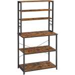 VASAGLE kökshylla, m. 6 S-krokar och 6 hyllplan - brun spånskiva och svart stål