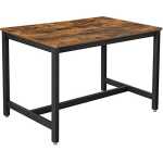 VASAGLE matbord för 4 personer, köksbord, 120 x 75 x 75 cm, kraftig metallram, industriell stil, för vardagsrum,