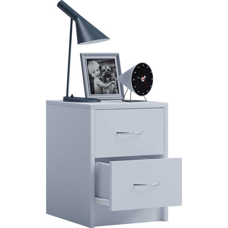 VCM NORDIC Boxal Mini sängbord, med 2 lådor - vitt trä