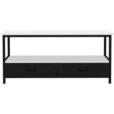 VCM NORDIC Flonila soffbord, w. 1 öppet fack och 2 tyglådor - vitt trä och metall