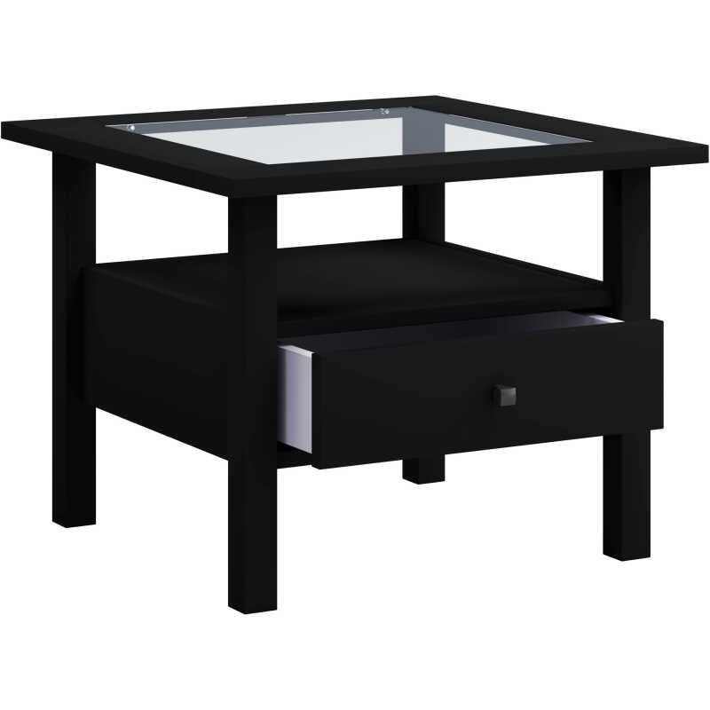 VCM NORDIC Lingis M soffbord, w. 1 låda - glas och svart trä