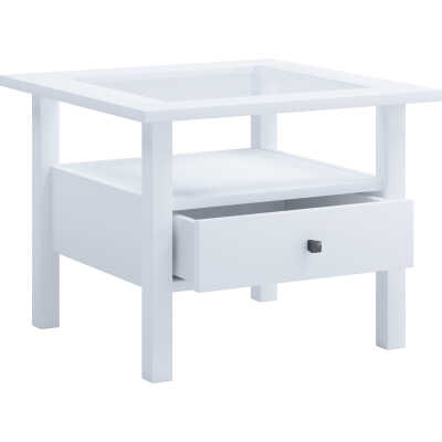 VCM NORDIC Lingis M soffbord, w. 1 låda - glas och vitt trä