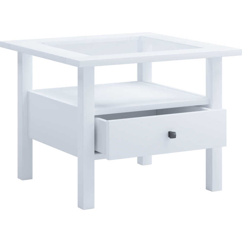 VCM NORDIC Lingis M soffbord, w. 1 låda - glas och vitt trä